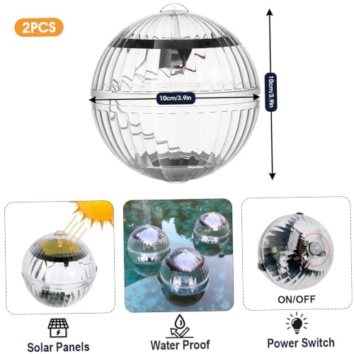Luces solares flotantes para piscinas con rayas coloridas y LED de colores 3