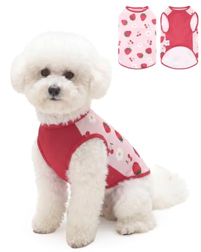 Image of CuteBone Mesh Panel Dog Tank Top - Breathable Dual-Fabric Pet Vest Lightweight Summer Small Dog Shirts - Keep Your Pets Cool, Sun-Protected Outdoors