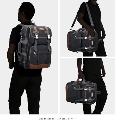 Image of WITZMAN Canvas Travel Backpack for Men Large Laptop Backpack Fit 16 inch Carry-on Airline Approved Shoulder Rucksack