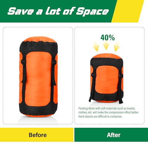 GliCraft 5 Pcs 20l Compression Sacks for Backpacking Camping Sleeping Bag Stuff Sacks for Backpacking Water Resistant Sleeping Bag Storage Sack for Space Saving Hiking Gear(Neon Colors)