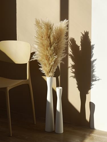 AETVRNI-Flower-Vase-165-Tall-White-Ceramic-VasePampas-Grass-VaseFloor-VaseModern-Home-DecorationsHandmade-Brushed-Skinny-Vase-for-Decor-Living-RoomTableFire-MantelEntrywayWhite-40cm