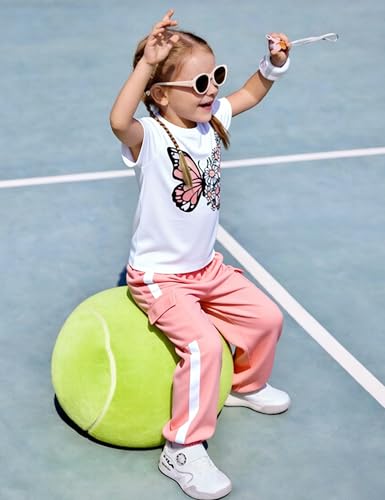 Image of Girls 2 Piece Outfit, Graphic Short Sleeve T-Shirt and Cargo Jogger Sweatpants Set, Ages 4-13