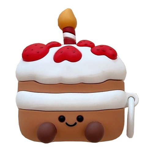 Yatchen Strawberry Cake Case Compatible with AirPods Pro 3rd Generation,Cute 3D Cartoon Kawaii Soft Silicone Protector with Keychain Girls Women Shockproof Charging Cover for AirPods Pro 3