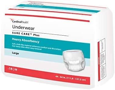 Cardinal Health 1615A Protective Underwear, SURE CARE Plus, Heavy Absorbency, Large