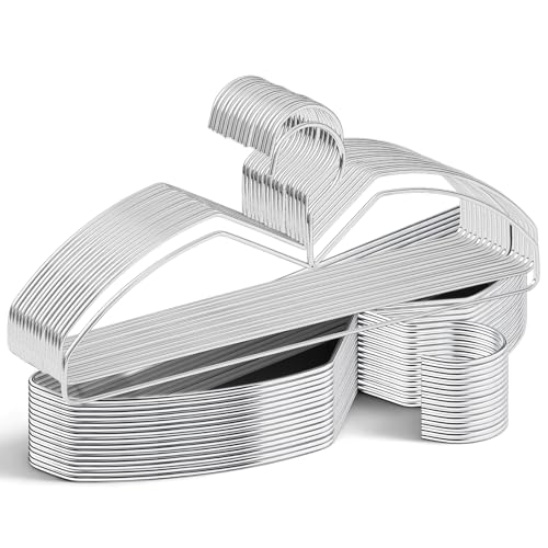 LemonRoad 36 Pack Short Neck Hangers Metal for Clothes Heavy Duty, Silver