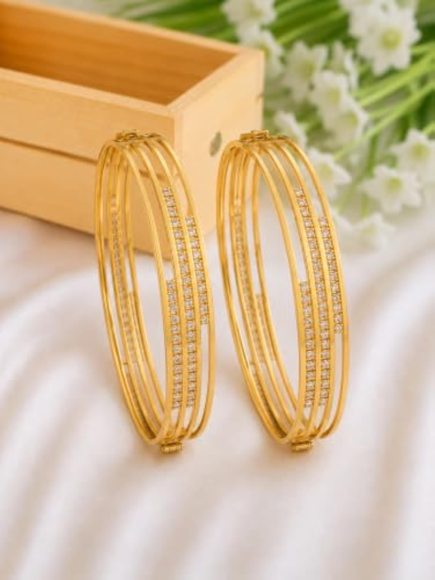 Set of 2 Plated Bangles, Elegant Design