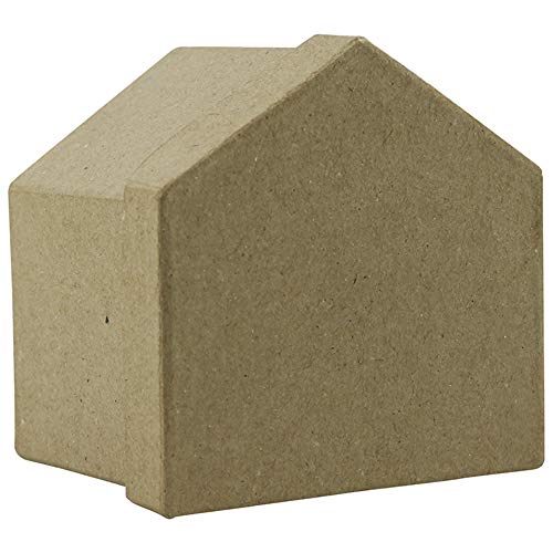 Décopatch BT048C - Un support en papier brun mâché 7x9x9 cm, Boite maisonnette