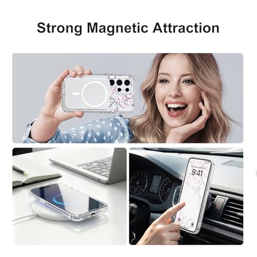 Gencyfu for Samsung Galaxy S26 Ultra Case Compatible with MagSafe, Translucent Hard Back Slim Flower Pattern Protective Magnetic for Galaxy S26 Ultra Phone Cover 6.9 inch, Plum Blossom by Gencyfu - Used condition - Image 2