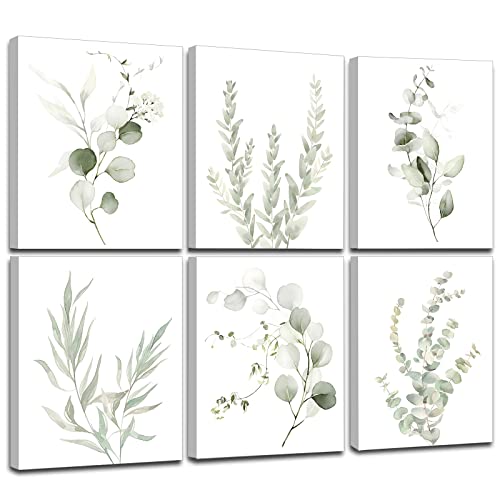 WALTSOM Bathroom Decor Wall Art (Green Leaf)