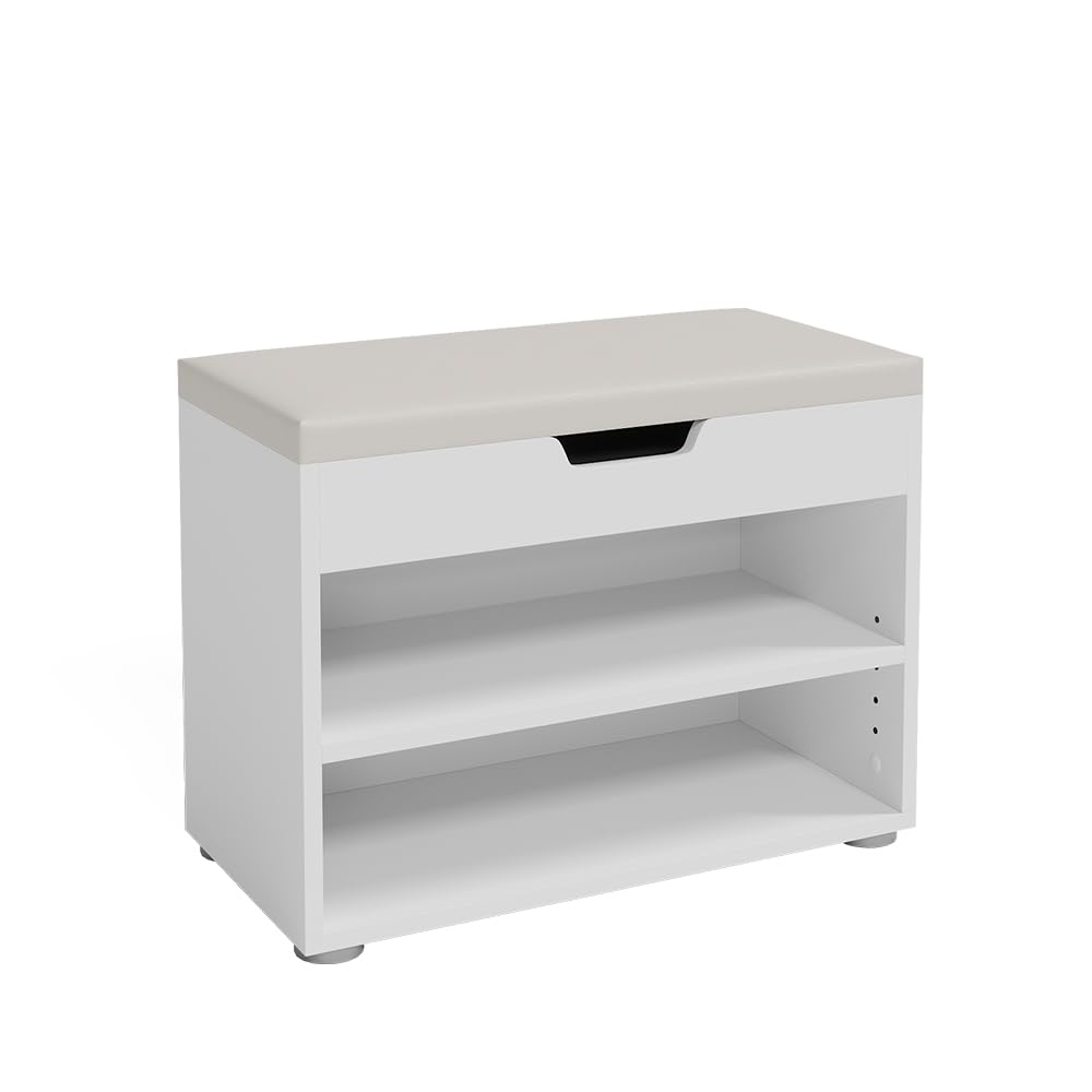 Vicco Panca scarpiera da ingresso Rolfe, Bianco, 60 x 45 cm