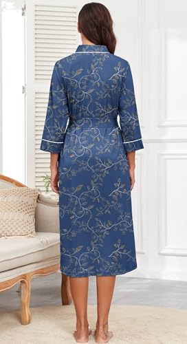 Image of PrinStory Womens Robe Long Knit Bathrobe Lightweight Soft Robes Ladies Bath Robe