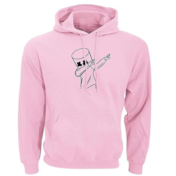 Image of WearIndia Unisex-Adult Cotton Blend Neck Hooded Sweatshirt (W New DANCEMELO Hoodie Baby Pink