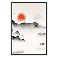 Framed Canvas Wall Art Abstract Sunrise and Sunset Canvas Prints Home Artwork Decoration for Living Room,Bedroom - 16x24 inches