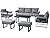 ovios Patio Furniture Set 6 Pieces Outdoor Aluminum Sofa Couch with Coffee Table Ottomans Cushions High Back Sofa All Weather Conversation Set, Black-Grey Stripe
