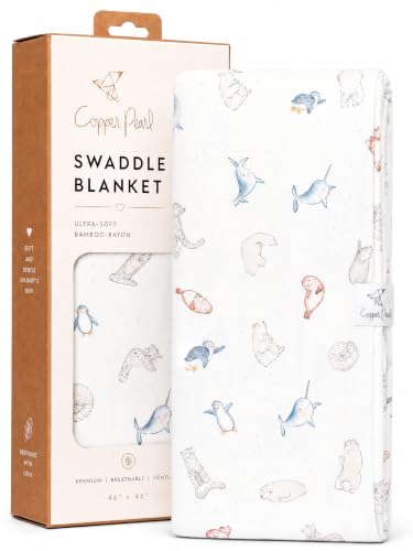 Copper Pearl Swaddle Blankets for Newborns | Soft Stretchy Receiving Blankets for Boys and Girls | Large 46 x 46 Inch Baby Blankets | Lightweight and Breathable Swaddles | Arctic Wonder