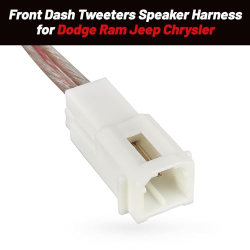 RED WOLF Front Dash Tweeters Speaker Wiring Harness Adapter Connector Plug Replacement for Dodge Ram Jeep Chrysler 2005-2022 Aftermarket Dash Tweeters Audio Cable Plug 2PC - Thumbnail 4