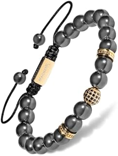 MagnetRX® Hematite Magnetic Bracelet - Beaded Magnetic Hematite Bracelets (Gold Zeus 8mm Bead)