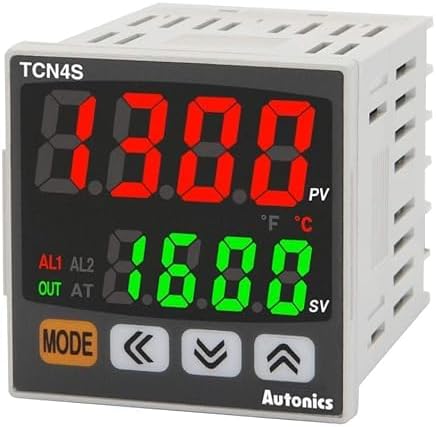 Autonics TCN4S-24R Temp Control, 1/16 DIN, Dual Display 4 Digit, PID Control, Relay & SSR Output, 2 Alarm Output, 100-240 VAC