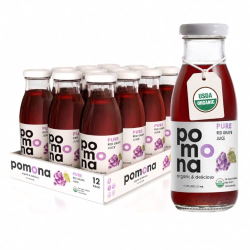 Pomona Organic Pure Red Grape Juice, No Sugar Added, 12-pack