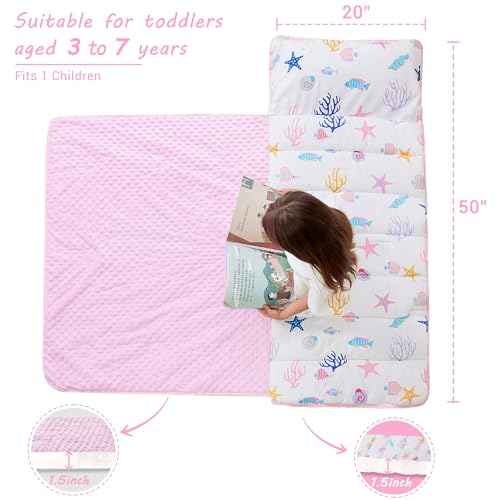 Image of Lasoftan Toddler Nap Mat with Pillow and Blanket, Extra Large Rolled Napping Mats,Slumber Bags for Boys Girls,Kids Sleeping Bag for Daycare, Preschool Travel Camping