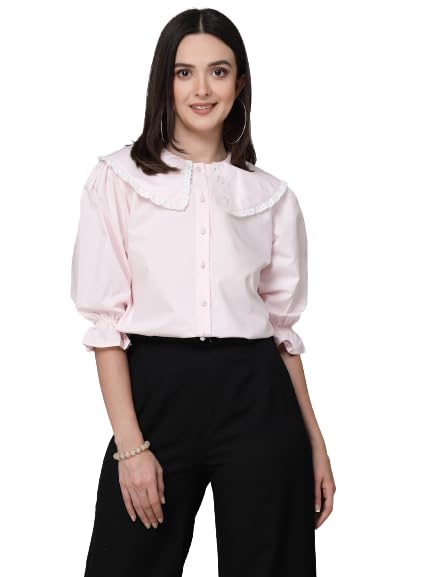 Image of Style Quotient Women Sky Blue Victorian Style Shirt