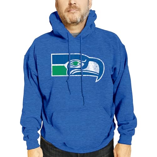 Team Fan Apparel NFL Adult Unisex Modern Throwback Ultra Soft Fleece Hooded Sweatshirt, Heathered Football Hoodie (Seattle Seahawks - Royal, XX-Large)