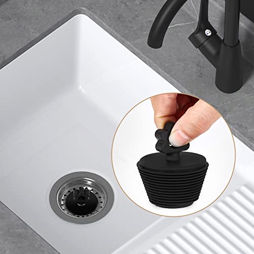 Boyizuiyou Bathtub Stopper, 2 Pack Universal Silicone Drain Stopper, Bathtub Stopper Bathtub Drain Stopper Plug For Kitchen Bathtub Sink Drains (Black) #TOP3