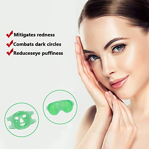 Ice Face Mask&Ice Eye Mask,Cold Hot Gel Mask Compress Therapy Reusable,Cooling Face Eye Mask For Pain Relief,Migraines,Headaches,Puffiness (Green) #TOP3
