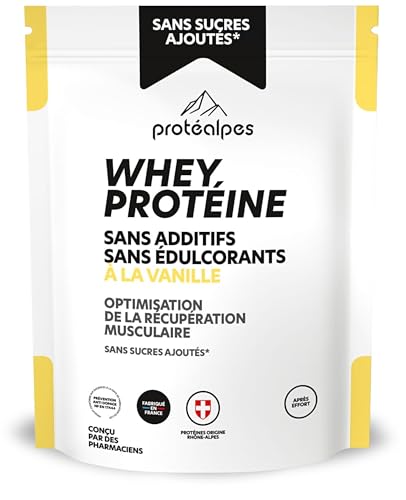 Protéalpes Whey Isolate Protéine Sans Sucres Ajoutés I Made in France I Sans Additifs I Sans Édulcorants I Protéines Microfiltrées à Froid I Goût non Sucré (750g, Vanille)