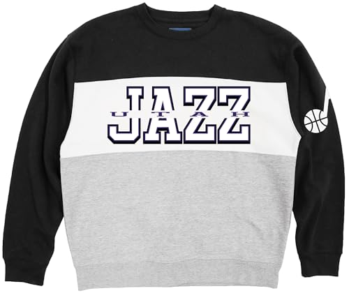 Blue 84 Utah Jazz NBA Officially Licensed Colorblock Crewneck Sweatshirt,Small