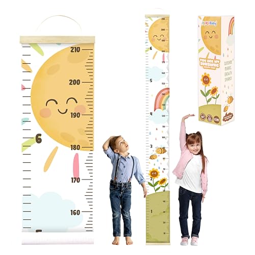 KooKooBaby Kids Growth Chart for Wall - 82"x7.9" Premium Canvas Removable Height Chart for Kids Height Measurement for Wall, Height Chart Measuring for Kids & Baby, Child Height Wall Chart by KooKooBaby - Used condition - US$9.40