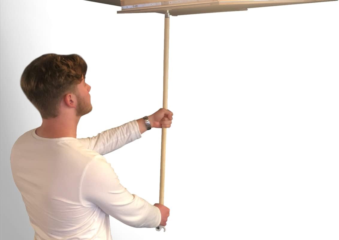 Roto Original Staircase Pull Rod Complete 1000 mm Long Pull Rod in Material Wood Includes Square End of Bar Control Rod for Floor Stairs Designo up to a Room Height of 280 cm