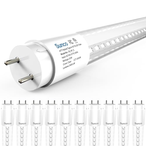 Sunco 10 Pack T8 LED Bulbs 4 Foot, 48 Inch Tube Light Bulbs Fluorescent Replacement, Single or...