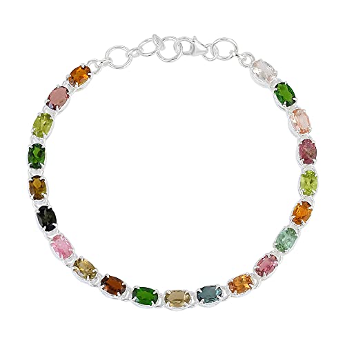 Bracelet rivière réglable en argent avec pierres multicolores pour vos tenues d'été