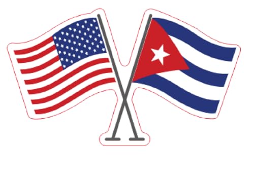 Image of Set of 5 National Flag Themed Sticker Decal of Flag, Country Map, Circular Shape, Heart Shape and with USA Flag for Car, Phone, Laptop, Mug, Bottle, Textbooks (Cuba)
