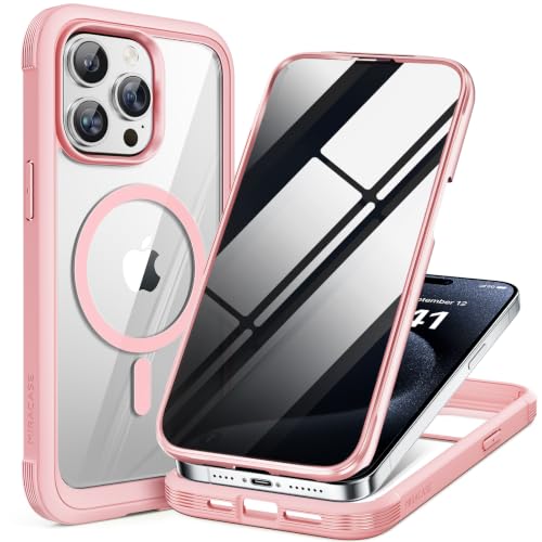 Image of Miracase for iPhone 15 Pro Case 6.1'',with Private Screen Protector,Pink