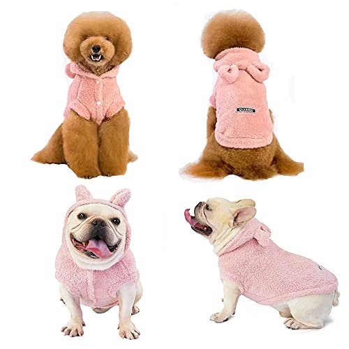 Anelekor Dog Hoodies Cat Hooded Coat Puppy Sweatshirt Pet Easter Costume With Bunny Ears Doggy Warm Clothes Cozy Sweater With Hat (Large, Pink) #TOP5