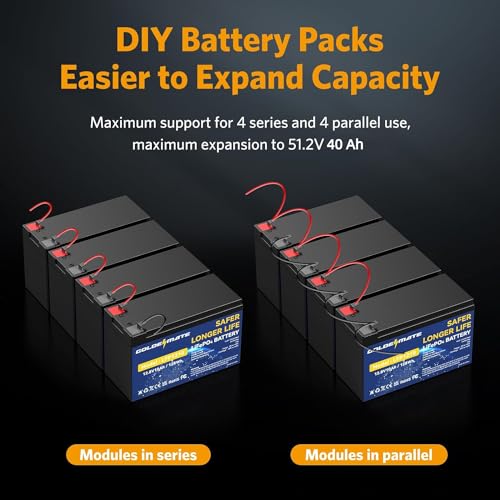 image for GOLDENMATE 12V 10Ah LiFePO4 Lithium Deep Cycle Battery(2-Pack), 5000+ 