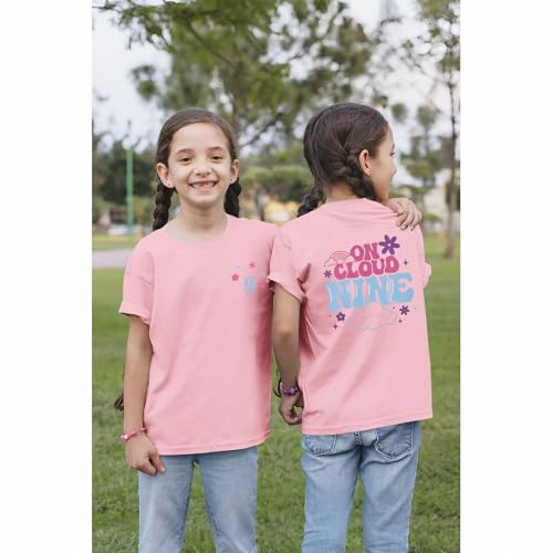 Image of On Cloud Nine Birthday Girl Shirt 9th Birthday Shirt Girl Flower Nineth Party T-Shirt Kids 9 Year Old Summer Tee Tops