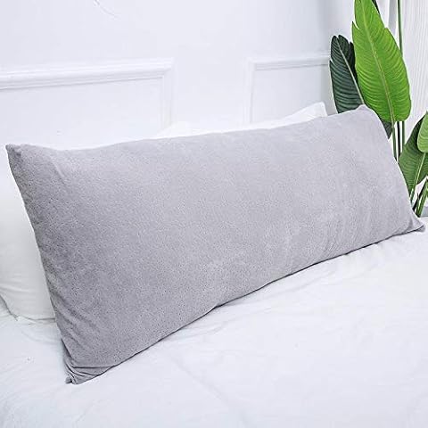 1 MIDDLE ONE Full Size Body Pillow, Large Bed Sleeping Pillow for Side Sleeper, Long Pillow Insert with Breathable Velour Cover, 20x54 Inches (Grey) Cover