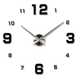 reloj pared grande salon Tipo: Relojes de pared SODIAL Pegatinas de Diseno Moderno de Reloj de Pared Reloj Especial Grande DIY Reloj de Pared 3D de Cuarzo de Mirror para Sala de Estar de acrilico Decoracion del hogar Negro
