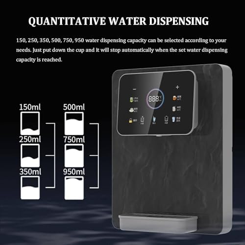 Smart Wall-Mounted Water Dispenser with Electronic Child Lock, Hot & Cold Water, Touch Screen Control, Quantitative Dispensing, Mains Fed, Black Finish
