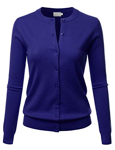 Image of LALABEE Women's Crew Neck Gem Button Long Sleeve Soft Knit Cardigan Sweater