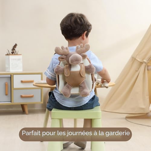 Moonkie Hug & Go Sac a Dos Enfant, Cartable Maternelle Renne avec Jouet Amovible, pour Filles & Garçon 1 2 3 Ans, Petit Sac a Dos Bebe en Peluche Douce, Cadeau Personnalisé pour Crèche & Ecole – vue 9