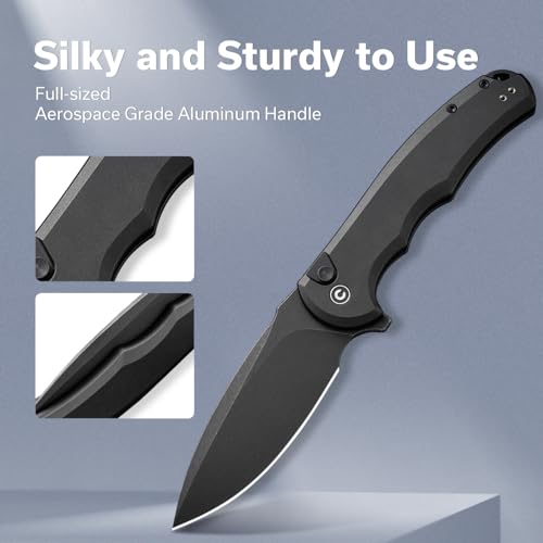 Image of CIVIVI Button Lock Praxis Pocket Knife for EDC, Folding Knife Upgrade with Flipper 3.75 inch Nitro-V Blade plus Aluminum Handle, Cool Stylish Gift for Men Women C18026E-1