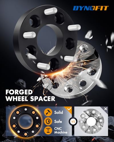 Image of dynofit 1Pc 5x4.5 to 5x5 Wheel Adapters for Je /ep Spare Tire Jk Wk Wj Xk Wheels on Tj Yj Kk Xj Mj Kj Zj, 5x114.3mm to 5x127mm 1.25 inch Forged Conversion Wheel Spacers 1 /2 inch Thread Adapter