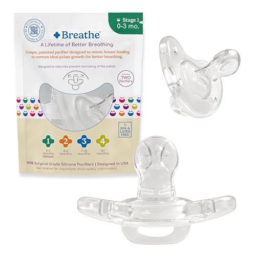 Image of Breathe Orthodontic Baby Pacifier – Natural Oral & Facial Development – BPA-Free, Latex-Free, Pediatrician Developed – 100% Silicone 2 Pack (0-3 Months)
