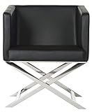 Safavieh Home Collection Celine Navy and Chrome Modern Glam Cross Leg Chair