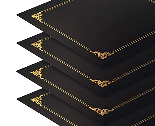 25 Pack Black Certificate Holders, Diploma Holders, Document Covers With Gold Foil Border, By Better Office Products, For Letter Size Paper, 25 Count, Black #TOP4