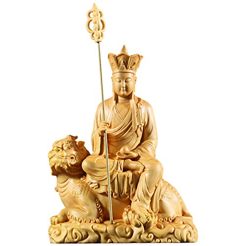 SAMCIOI Desktop Figurines Statue, Wood Carving, Carved Buddha Crafts, Wooden Statues, Home Decoration Office Decorations
